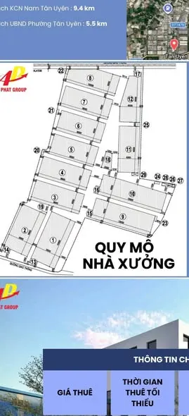 Cho thuê cụm nhà xưởng 12 xưởng tại Tân Uyên, TP.HCM
